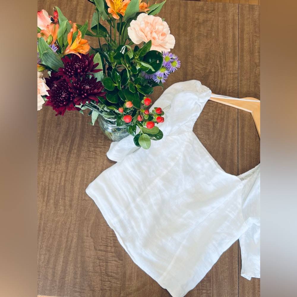 Rachel Zoe 100% Linen boho minimalist crop top